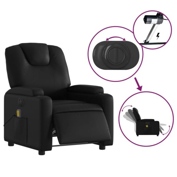 vidaXL Electric Massage Recliner Chair Black Faux Leather - Image 5