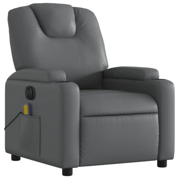 vidaXL Electric Massage Recliner Chair Gray Faux Leather - Image 3