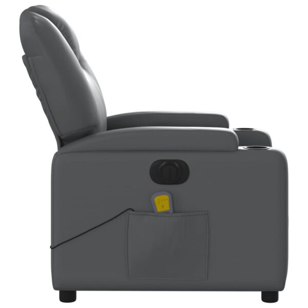 vidaXL Electric Massage Recliner Chair Gray Faux Leather - Image 9