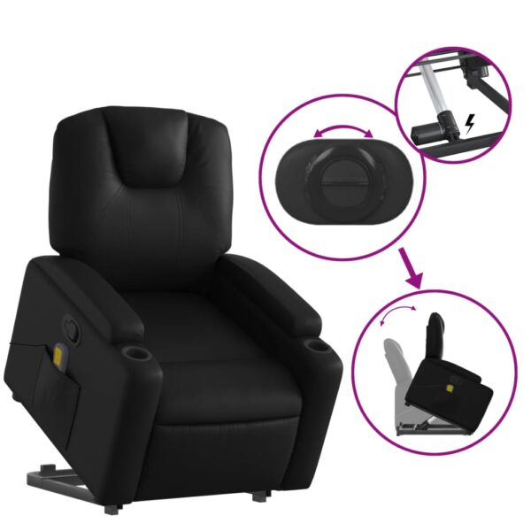 vidaXL Stand up Massage Recliner Chair Black Faux Leather - Image 5