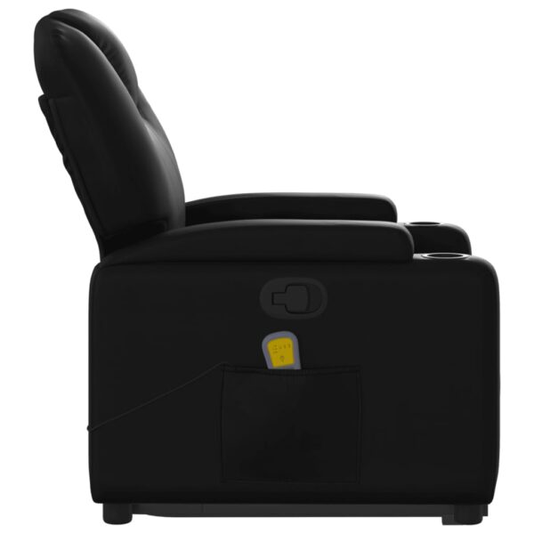 vidaXL Stand up Massage Recliner Chair Black Faux Leather - Image 9