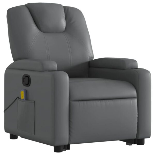 vidaXL Stand up Massage Recliner Chair Gray Faux Leather - Image 3