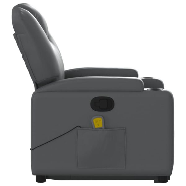 vidaXL Stand up Massage Recliner Chair Gray Faux Leather - Image 9