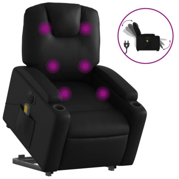 vidaXL Electric Stand up Massage Recliner Chair Black Faux Leather - Image 2