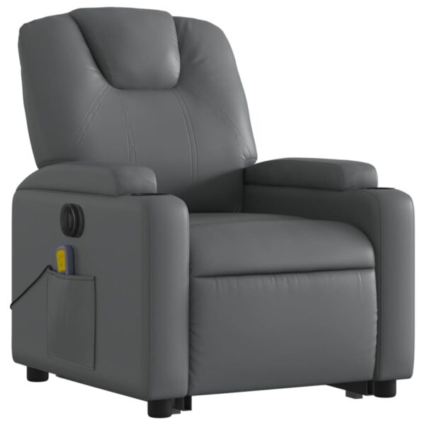 vidaXL Electric Stand up Massage Recliner Chair Gray Faux Leather - Image 3