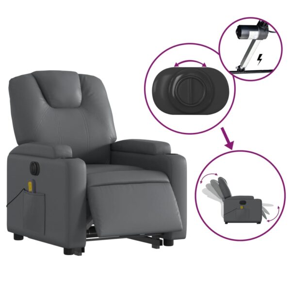 vidaXL Electric Stand up Massage Recliner Chair Gray Faux Leather - Image 5