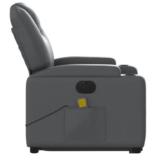 vidaXL Electric Stand up Massage Recliner Chair Gray Faux Leather - Image 9