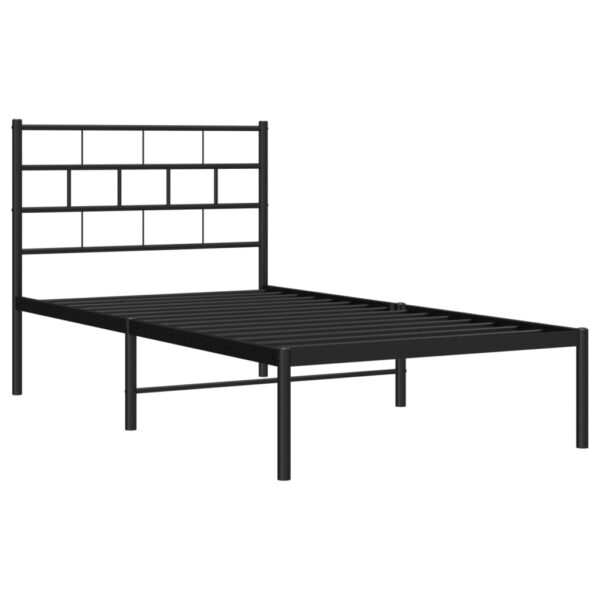 vidaXL Metal Bed Frame with Headboard Black 39.4"x74.8" Twin - Image 4