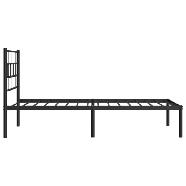 vidaXL Metal Bed Frame with Headboard Black 39.4"x74.8" Twin - Image 6