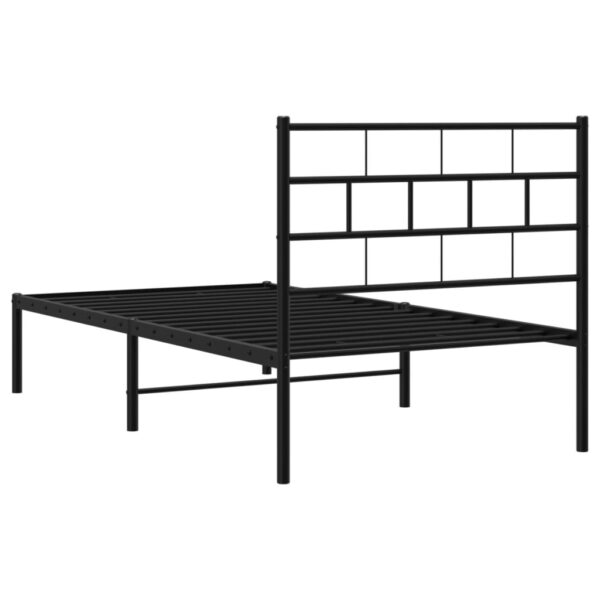 vidaXL Metal Bed Frame with Headboard Black 39.4"x74.8" Twin - Image 7