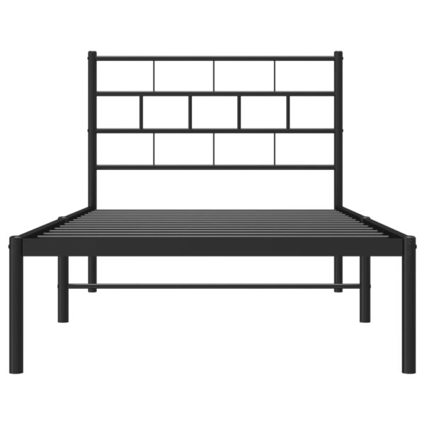 vidaXL Metal Bed Frame with Headboard Black 39.4"x78.7" - Image 5