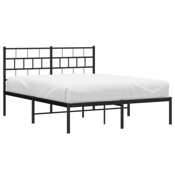 vidaXL Metal Bed Frame with Headboard Black 53.1"x74.8" - Image 3