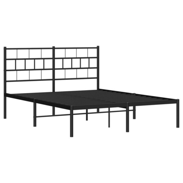 vidaXL Metal Bed Frame with Headboard Black 53.1"x74.8" - Image 4