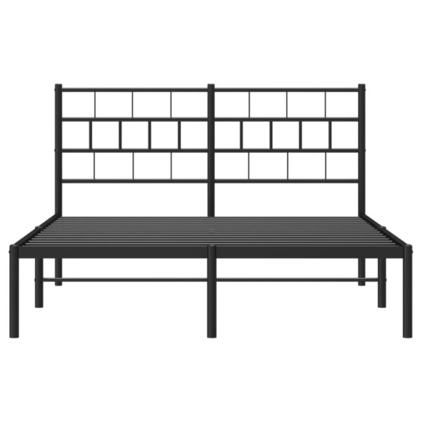 vidaXL Metal Bed Frame with Headboard Black 53.1"x74.8" - Image 5