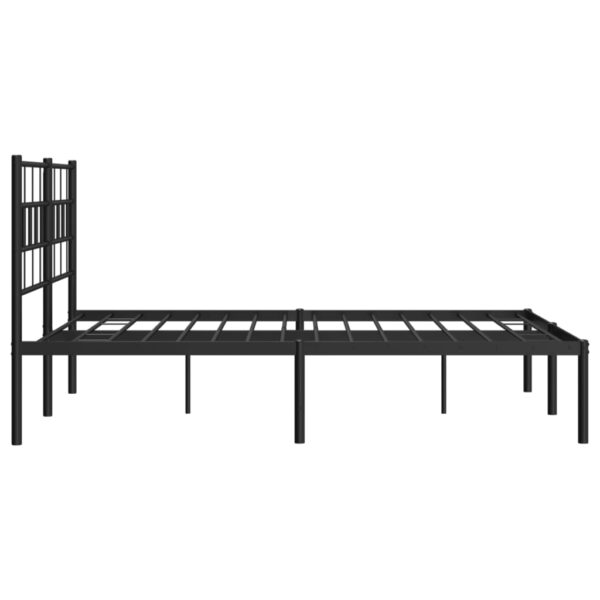 vidaXL Metal Bed Frame with Headboard Black 53.1"x74.8" - Image 6