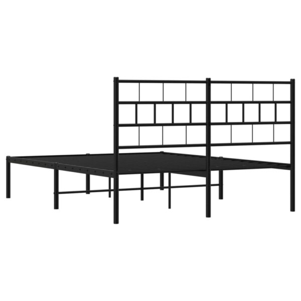 vidaXL Metal Bed Frame with Headboard Black 53.1"x74.8" - Image 7