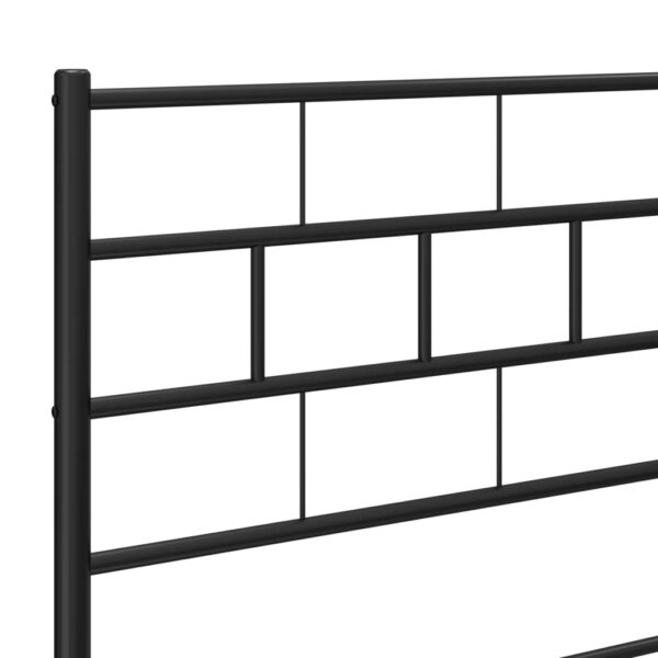 vidaXL Metal Bed Frame with Headboard Black 53.1"x74.8" - Image 8