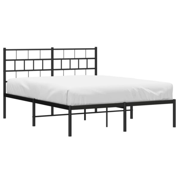 vidaXL Metal Bed Frame with Headboard Black 59.1"x78.7" - Image 3