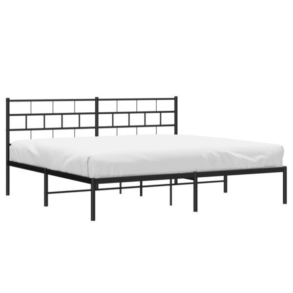 vidaXL Metal Bed Frame with Headboard Black 72"x83.9" California King - Image 3