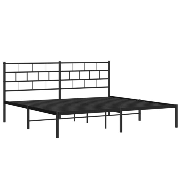 vidaXL Metal Bed Frame with Headboard Black 72"x83.9" California King - Image 4