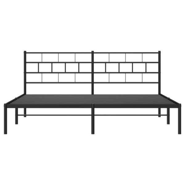 vidaXL Metal Bed Frame with Headboard Black 72"x83.9" California King - Image 5