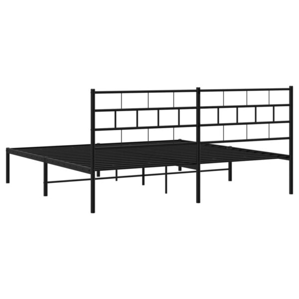 vidaXL Metal Bed Frame with Headboard Black 72"x83.9" California King - Image 7