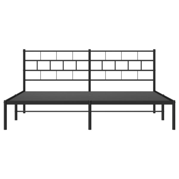 vidaXL Metal Bed Frame with Headboard Black 76"x79.9" King - Image 5