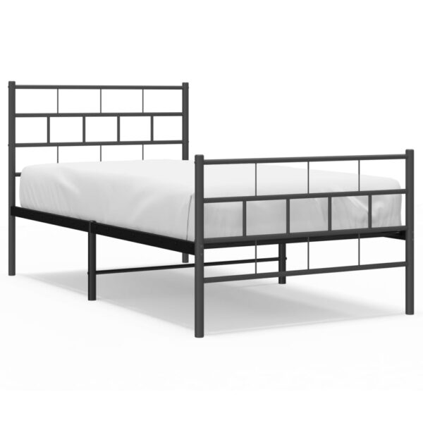 vidaXL Metal Bed Frame with Headboard and Footboard Black 39.4"x74.8" Twin - Image 2