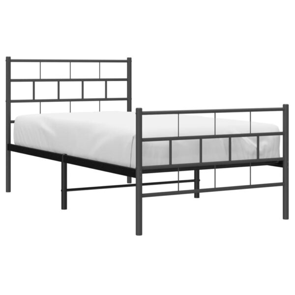 vidaXL Metal Bed Frame with Headboard and Footboard Black 39.4"x74.8" Twin - Image 3