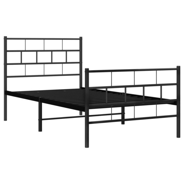 vidaXL Metal Bed Frame with Headboard and Footboard Black 39.4"x74.8" Twin - Image 4