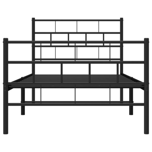 vidaXL Metal Bed Frame with Headboard and Footboard Black 39.4"x74.8" Twin - Image 5