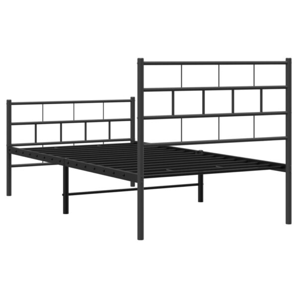 vidaXL Metal Bed Frame with Headboard and Footboard Black 39.4"x74.8" Twin - Image 7