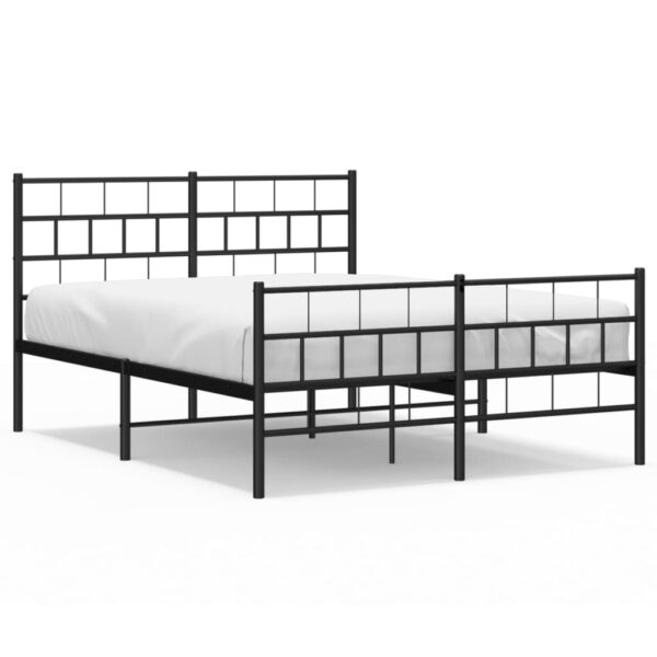 vidaXL Metal Bed Frame with Headboard and Footboard Black 53.1"x74.8" - Image 2