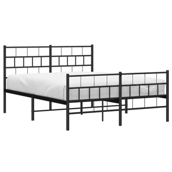 vidaXL Metal Bed Frame with Headboard and Footboard Black 53.1"x74.8" - Image 3