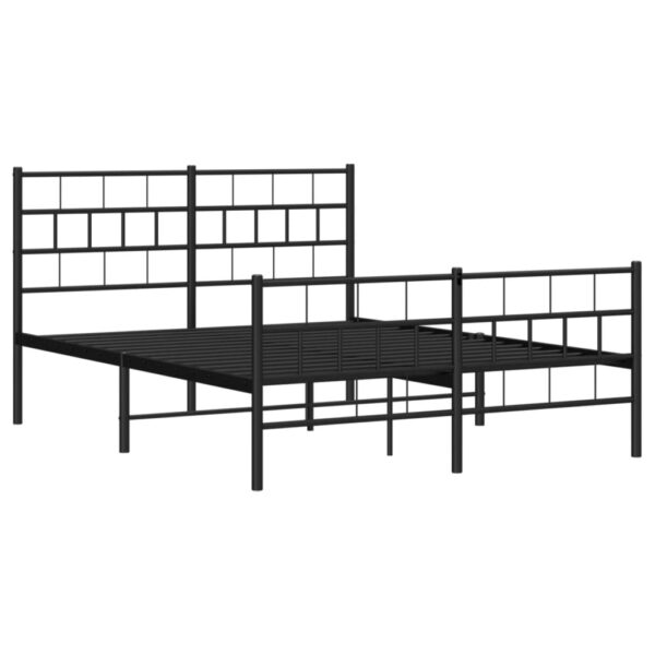 vidaXL Metal Bed Frame with Headboard and Footboard Black 53.1"x74.8" - Image 4