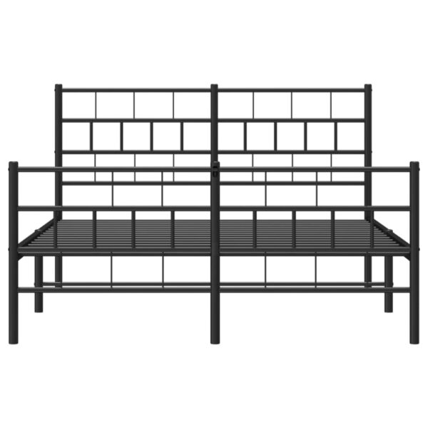 vidaXL Metal Bed Frame with Headboard and Footboard Black 53.1"x74.8" - Image 5