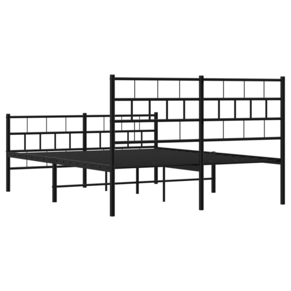 vidaXL Metal Bed Frame with Headboard and Footboard Black 53.1"x74.8" - Image 7