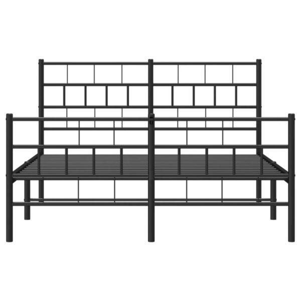 vidaXL Metal Bed Frame with Headboard and Footboard Black 59.1"x78.7" - Image 5