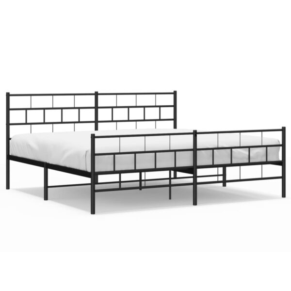 vidaXL Metal Bed Frame with Headboard&Footboard Black 72"x83.9" California King - Image 2