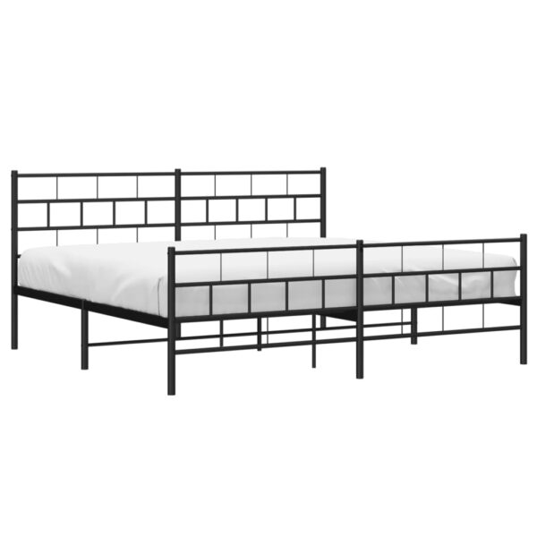 vidaXL Metal Bed Frame with Headboard&Footboard Black 72"x83.9" California King - Image 3