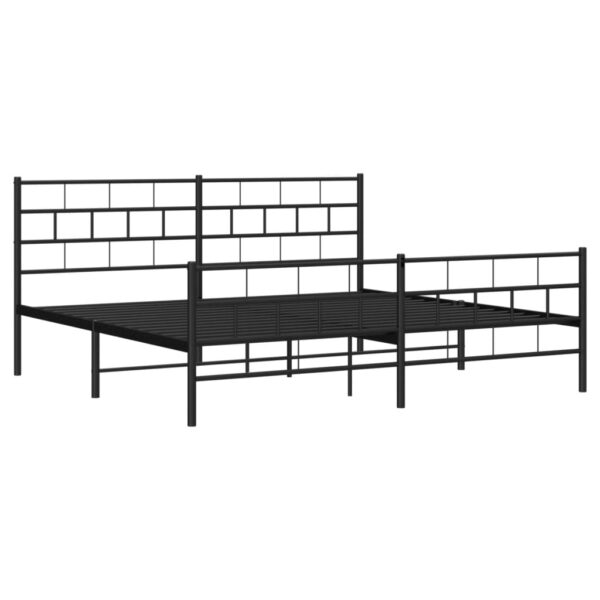 vidaXL Metal Bed Frame with Headboard&Footboard Black 72"x83.9" California King - Image 4