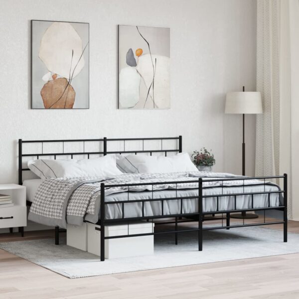 vidaXL Metal Bed Frame with Headboard&Footboard Black 72"x83.9" California King