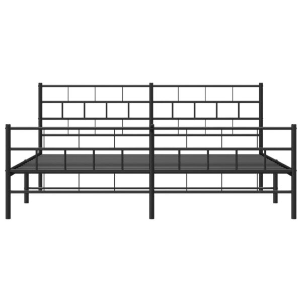 vidaXL Metal Bed Frame with Headboard and Footboard Black 76"x79.9" King - Image 5