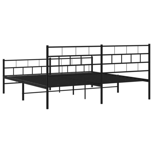 vidaXL Metal Bed Frame with Headboard and Footboard Black 76"x79.9" King - Image 7