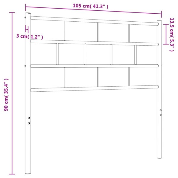 vidaXL Metal Headboard Black 39.4" - Image 6