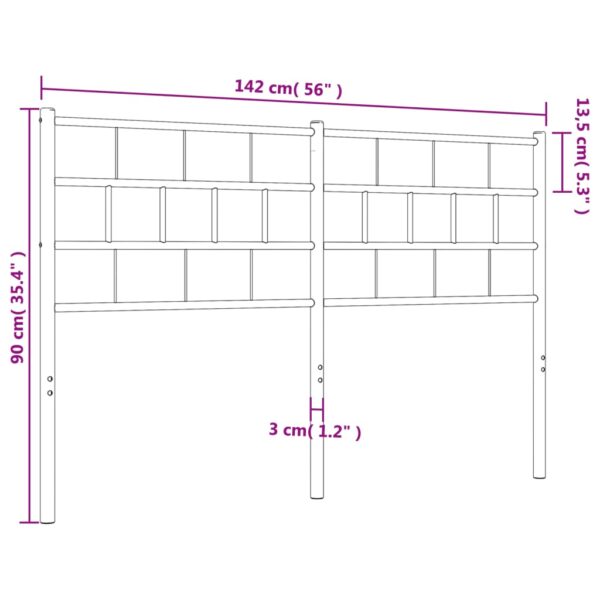 vidaXL Metal Headboard Black 53.1" - Image 7