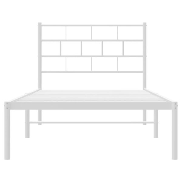 vidaXL Metal Bed Frame with Headboard White 39.4"x74.8" Twin - Image 5