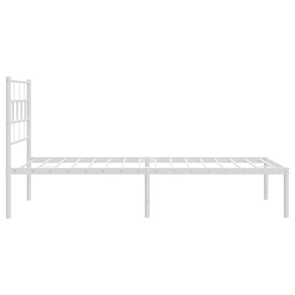 vidaXL Metal Bed Frame with Headboard White 39.4"x74.8" Twin - Image 6