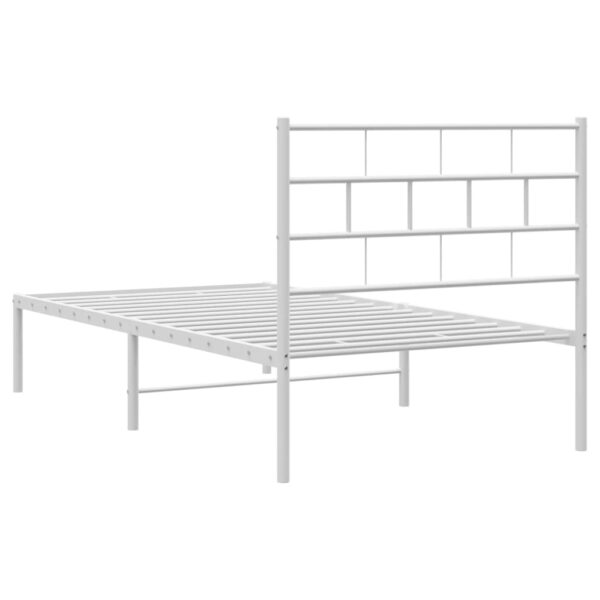 vidaXL Metal Bed Frame with Headboard White 39.4"x74.8" Twin - Image 7