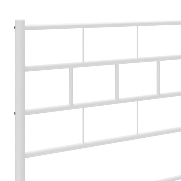 vidaXL Metal Bed Frame with Headboard White 53.1"x74.8" - Image 8